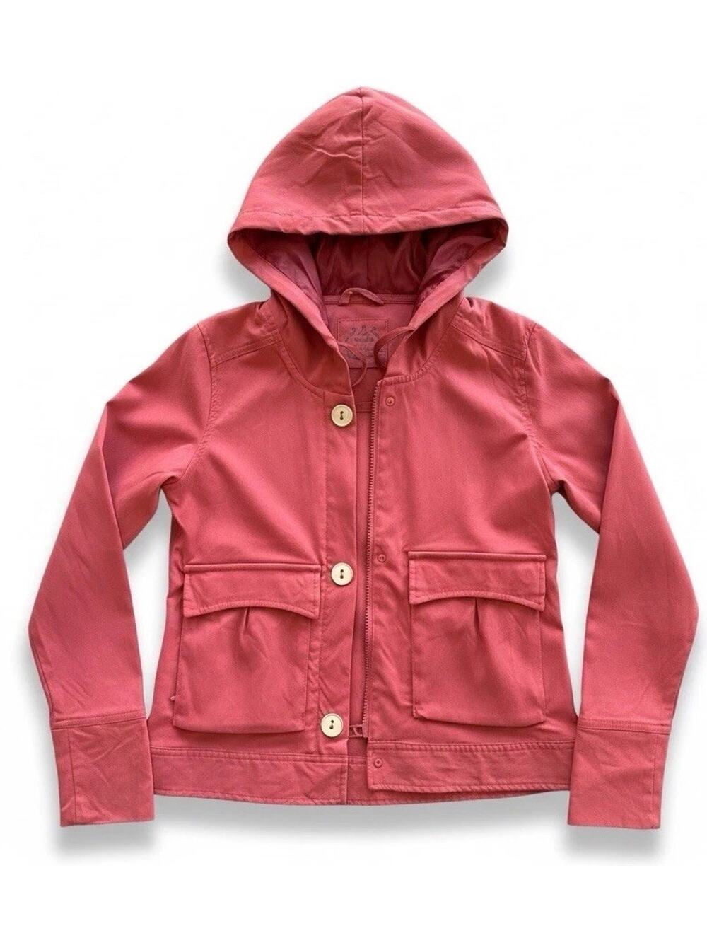 prAna Hooded Jacket Womens XS Pink Full Zip Button Front Utility Casual Pockets